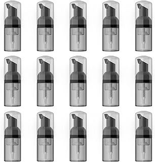 LONGWAY 15PCS Foam Bottle Pump,1OZ Mini Foam Bottle Dispenser (Black+Gray)