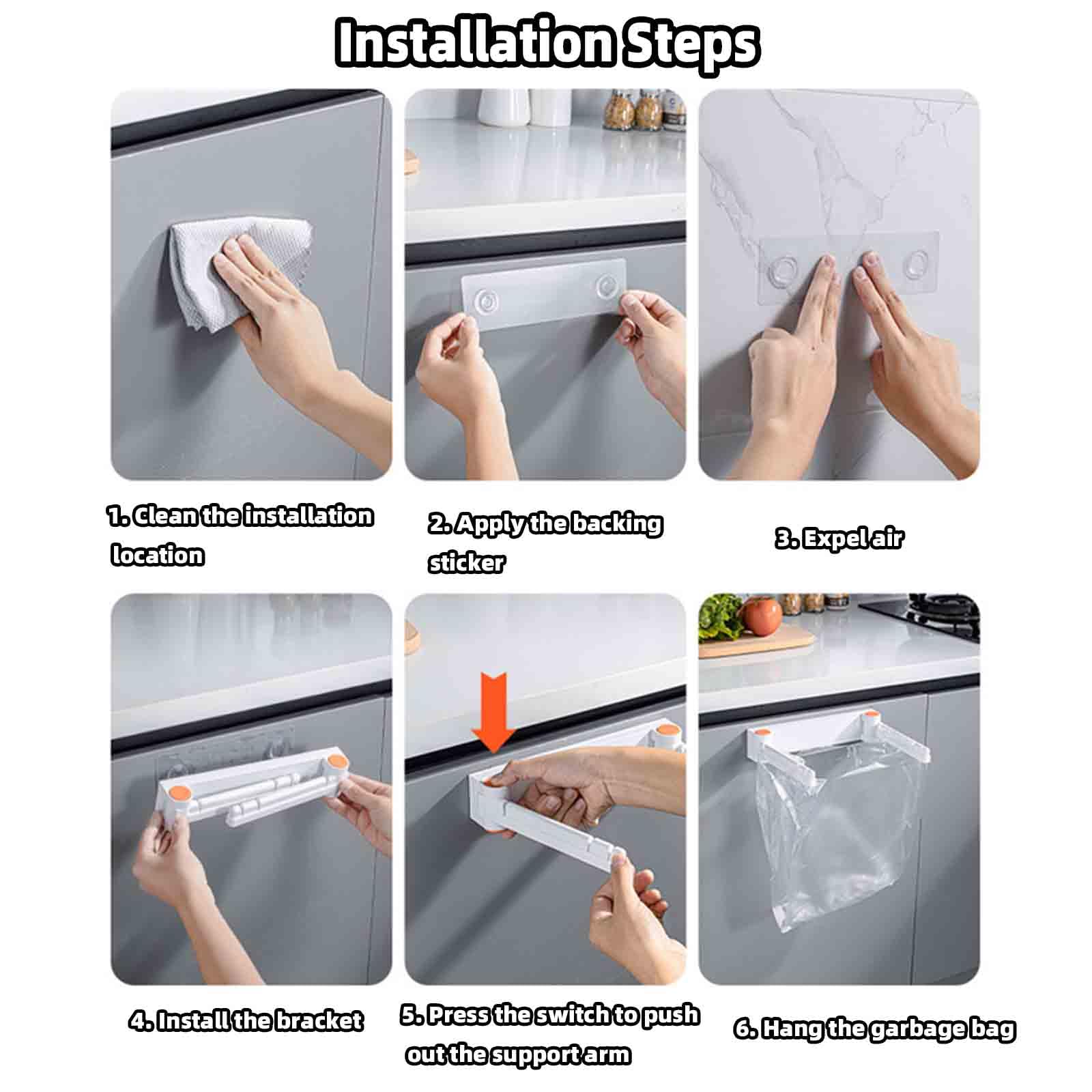JUSHZ Guarda Bolsas De Plastico Cocina Dispensador Bolsas Cubos para Usar con Bolsas De La Compra Plastico Armario Baño Puerta Bote De Basura Montado En La Pared Plegable (25X19.5X5cm,Gray)