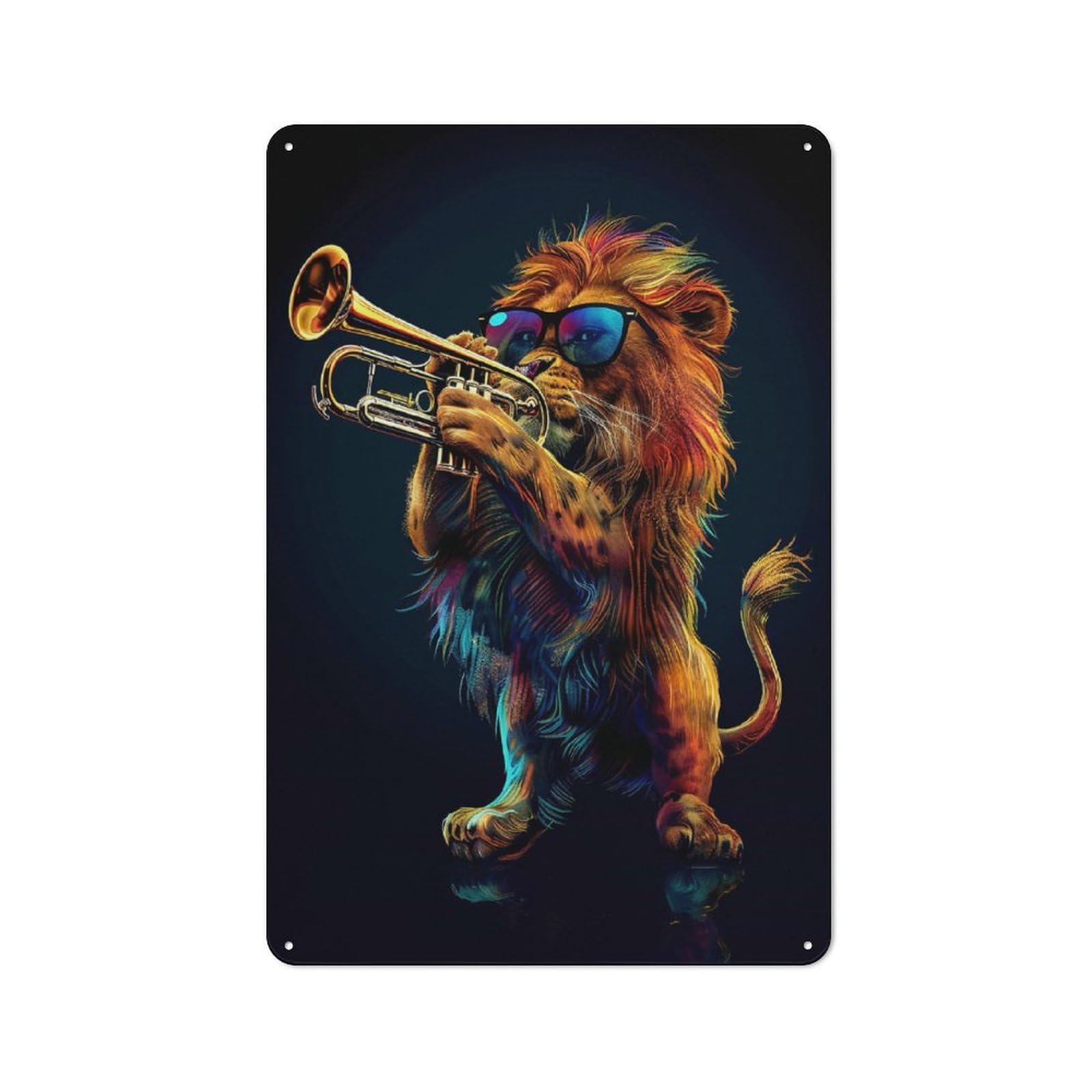 Casual Lion Trumpet Shed Metal Sign 30x20cm, Shed Wall Decor for Greenhouse, Garden Room, Cafe Or Entryway