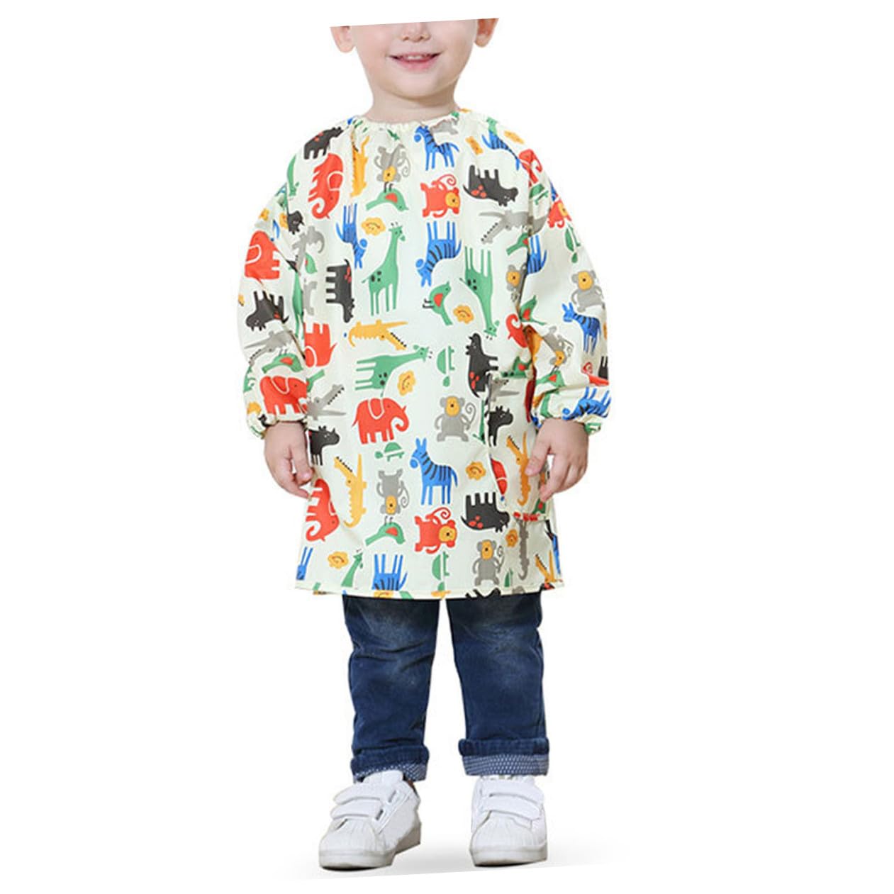 FRCOLOR Wasserdichte Malerschürze Langarm Schutzkleidung Atmungsaktiv Wiederverwendbar Gelb für Mädchen Jungen Malen Basteln