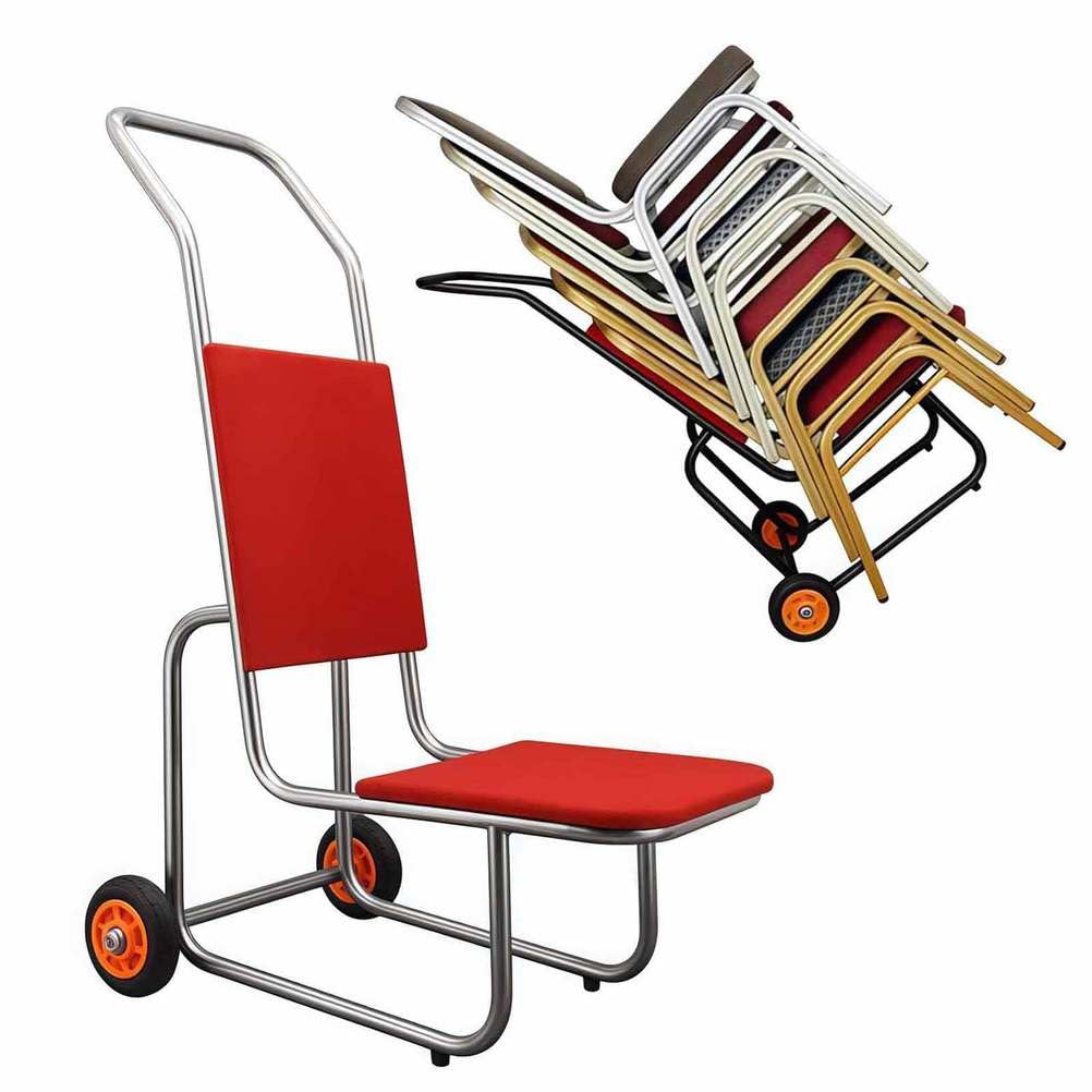 Carrito de silla comercial, carrito apilable resistente para almacenamiento y transporte