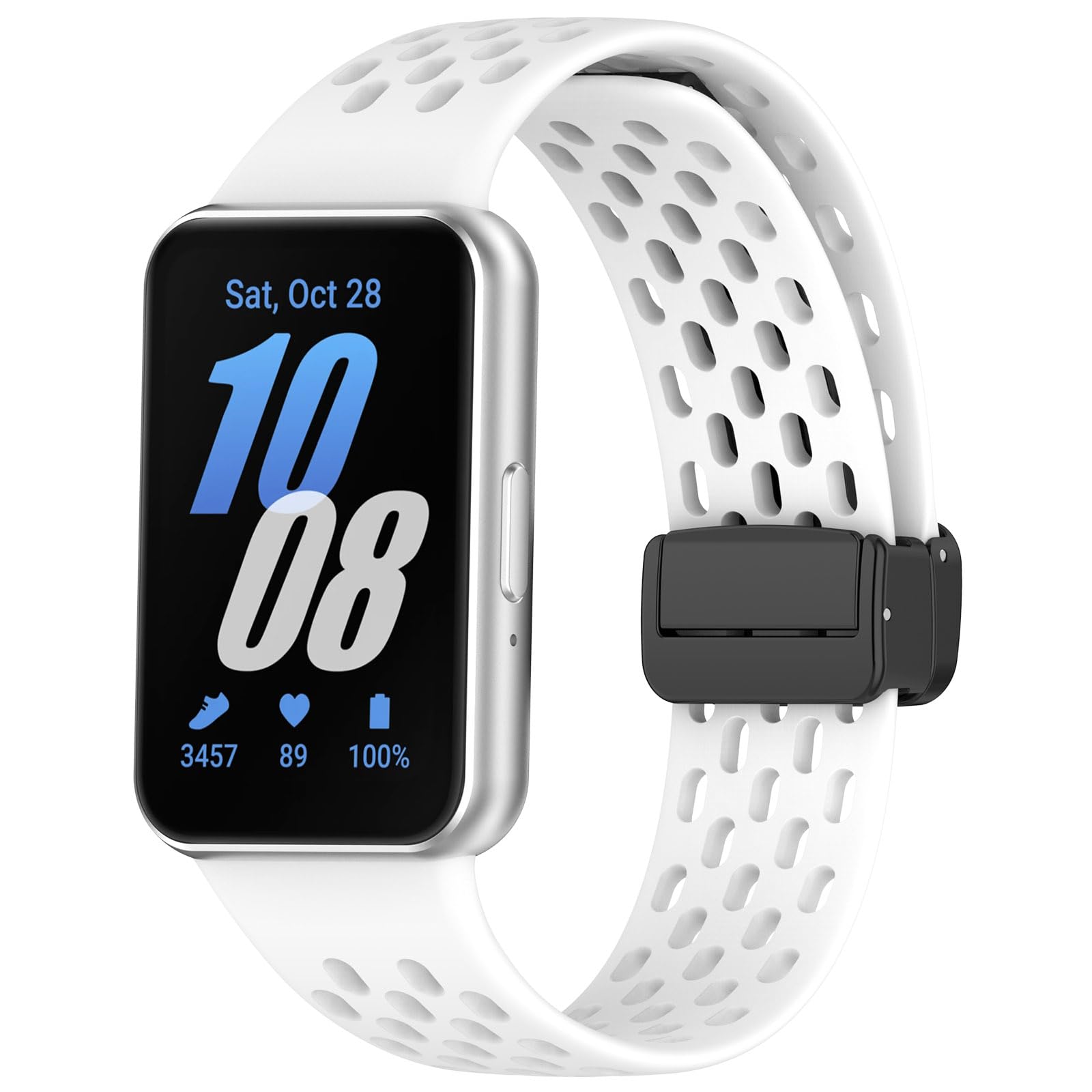 Gheper Replacement Watchband Compatible with Samsung Galaxy Fit3[2024] SM-R390 Magnetic Folding Buckle Design Silicone Sport Wristband Band Bracelet Quick Release Strap