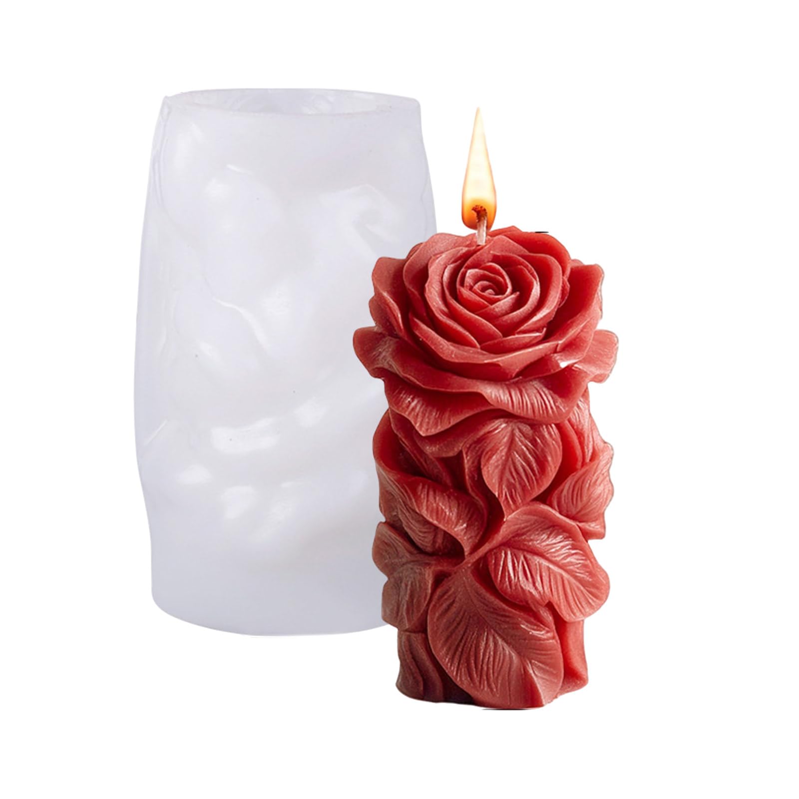 Buxuaaaa D Embosse Rose Cylinder Shape Silicone Molds For Soap Gypsum Silicone Molds For Epoxy Resin Mol