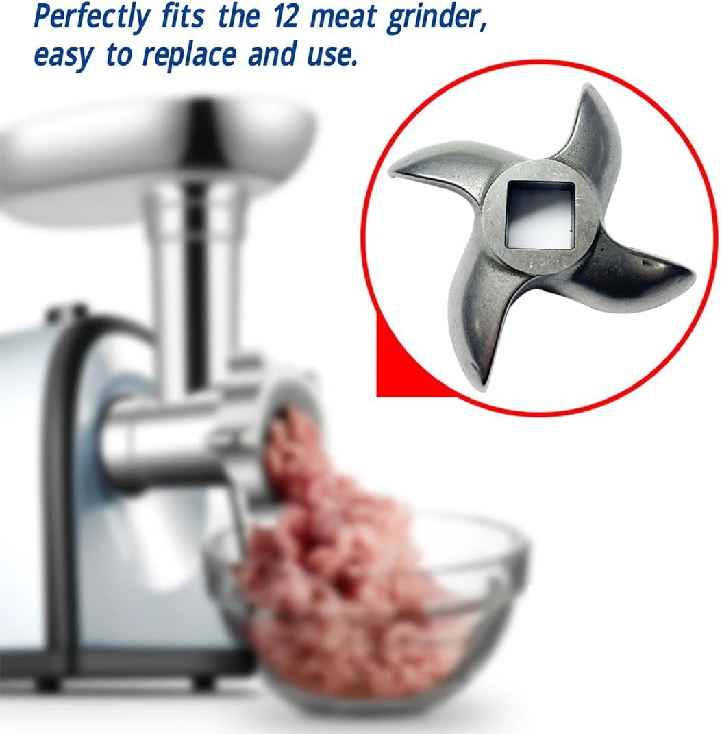 #12 Meat Grinder Blade Stainless Steel Knife Cutter Replacement, Please check the size and shape(2 PCS)