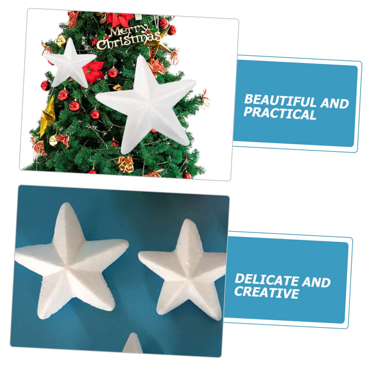 VILLCASE 60pezzi Ornamenti Forma di Stella Polistirolo per Decorazioni Natalizie per Fai da Te Addobbi di Natale e Creazioni Artigianali