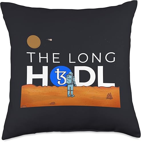 The Long Hodl, Tezos To The Moon Crypto Gift Bear Market Throw Pillow