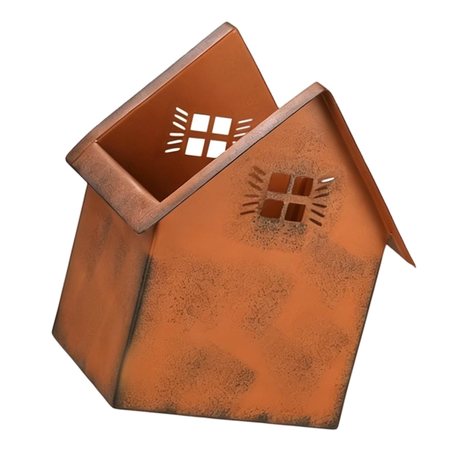 Support de rechange en maison en métal rouillé : accessoire et vieux support de jardin