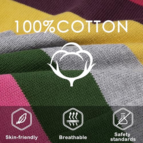 Image of BOBOYOYO Girls Cute Cardigan 100% Cotton Rainbow Kids Cardigan Sweater | Button up Striped Knit Cardigan for Children 3-14 Years