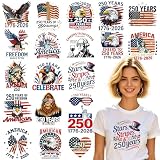 20PCS 250th Anniversary of USA Iron on Transfers, Patriotic Eagle American Flag DTF Ready to Press...