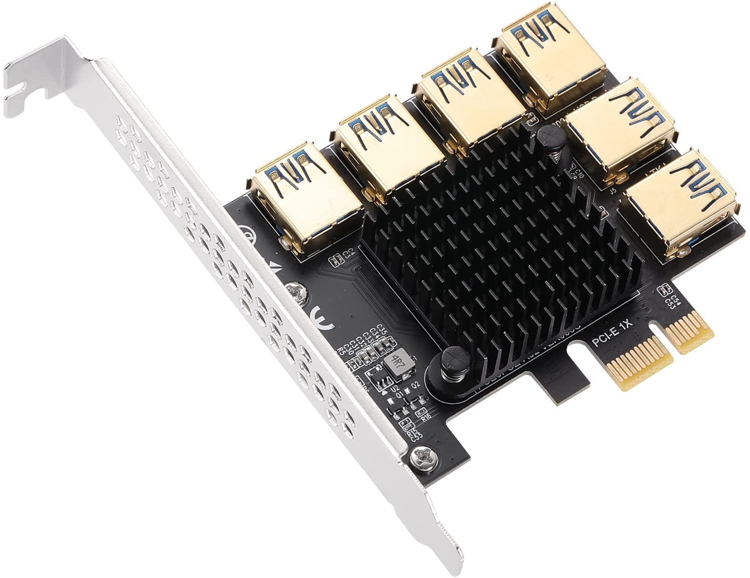 PCI-E 1 to 6 USB Slots Riser Card - Higher Stability USB 3.0 Adapter Multiplier Card for Bitcoin Mining Compatible with Windows Linux Mac, Black-image-47