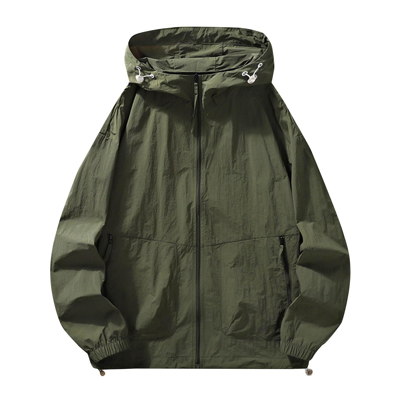 Sommerjacke Herren Leicht Sportjacke Schnelltrocknend übergangsjacke Sonnenschutz Atmungsaktiv Kapuzenjacke Outdoor Jacken Wanderjacke mit Kapuze Windjacke mit Reißverschlusstaschen Freizeitjacke