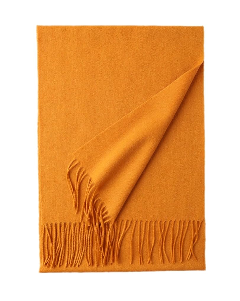 Prettystern long and soft wool scarf with fringes for autumn winter men and women yellow