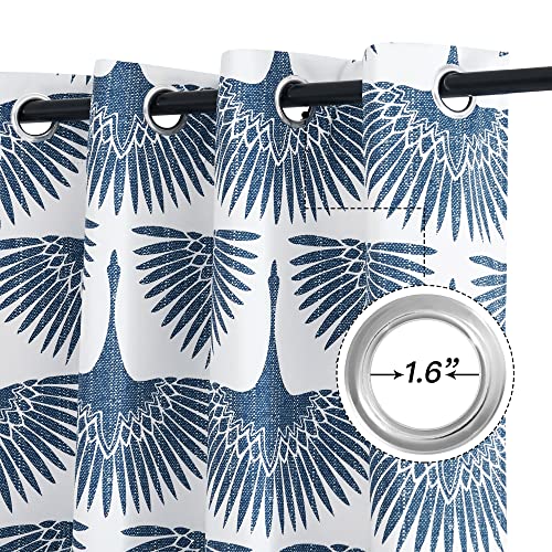 Kgorge Blackout Curtains 84 Inches Long - Geometric Bird Pattern Farmhouse Curtains Thermal Insulating Window Treatment Panels For Kids Playroom, Bedroom, Living Room, W 52 X L 84, Blue, 1 Pair #TOP2