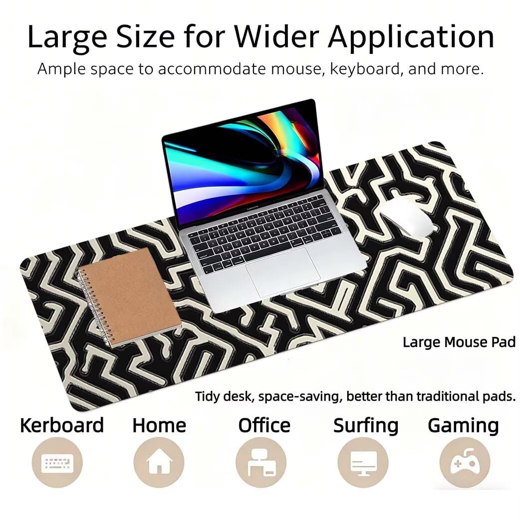 Lpfieonn Sonnenblume Schreibtischunterlage XXL, Gelb Schreibtischunterlagen Großes, Gaming Mousepad XXL mit ernähter Rand und Rutschfeste Gummibasis, Desk Mat für PC/Laptop/Mausa 120x60cm PF-3772