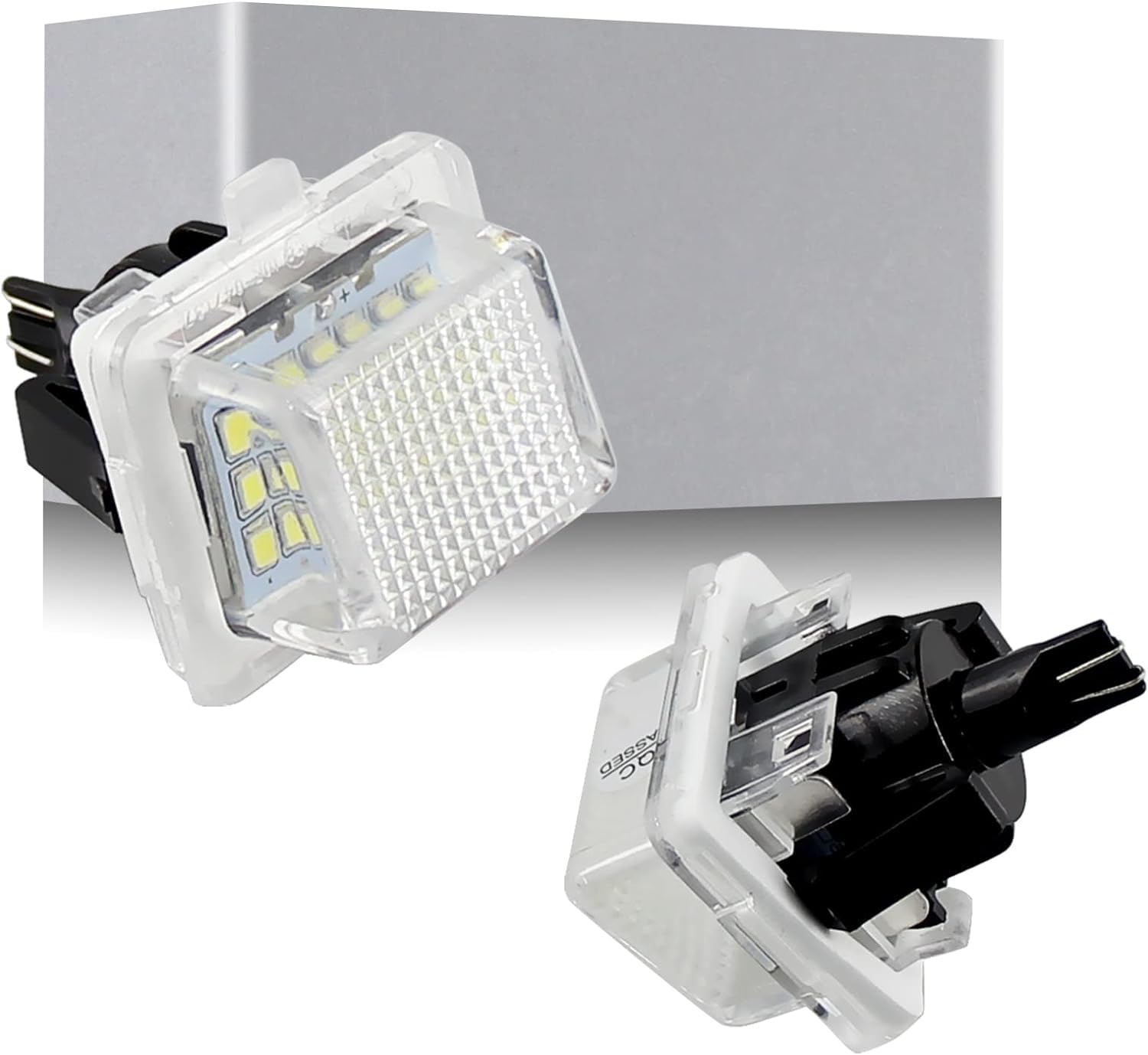 Apmat Full LED License Plate Light Tag Lamp Housing Assembly Compatible with Mercedes-benz W204 W204 5D W212 W216 W221 C E S CL Class Error Free Auto Tail Lighting Source - White