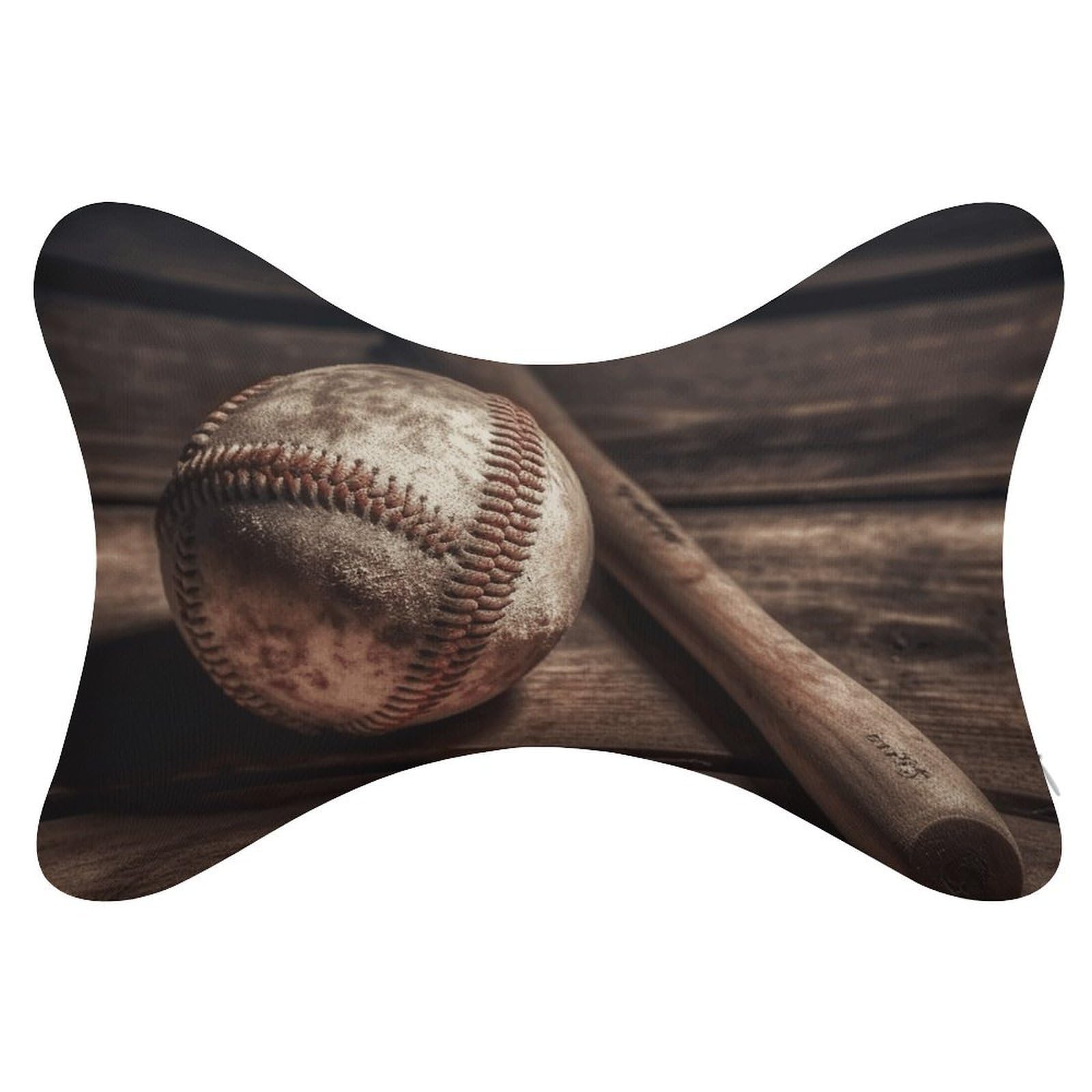 FekiLoot Baseball on Wooden Car Headrest Set of 2,Softness Memory Foam Car Neck Pillow with Breathable Removable Cover Car Neck Support Pillow Ergonomic for Driving, Office