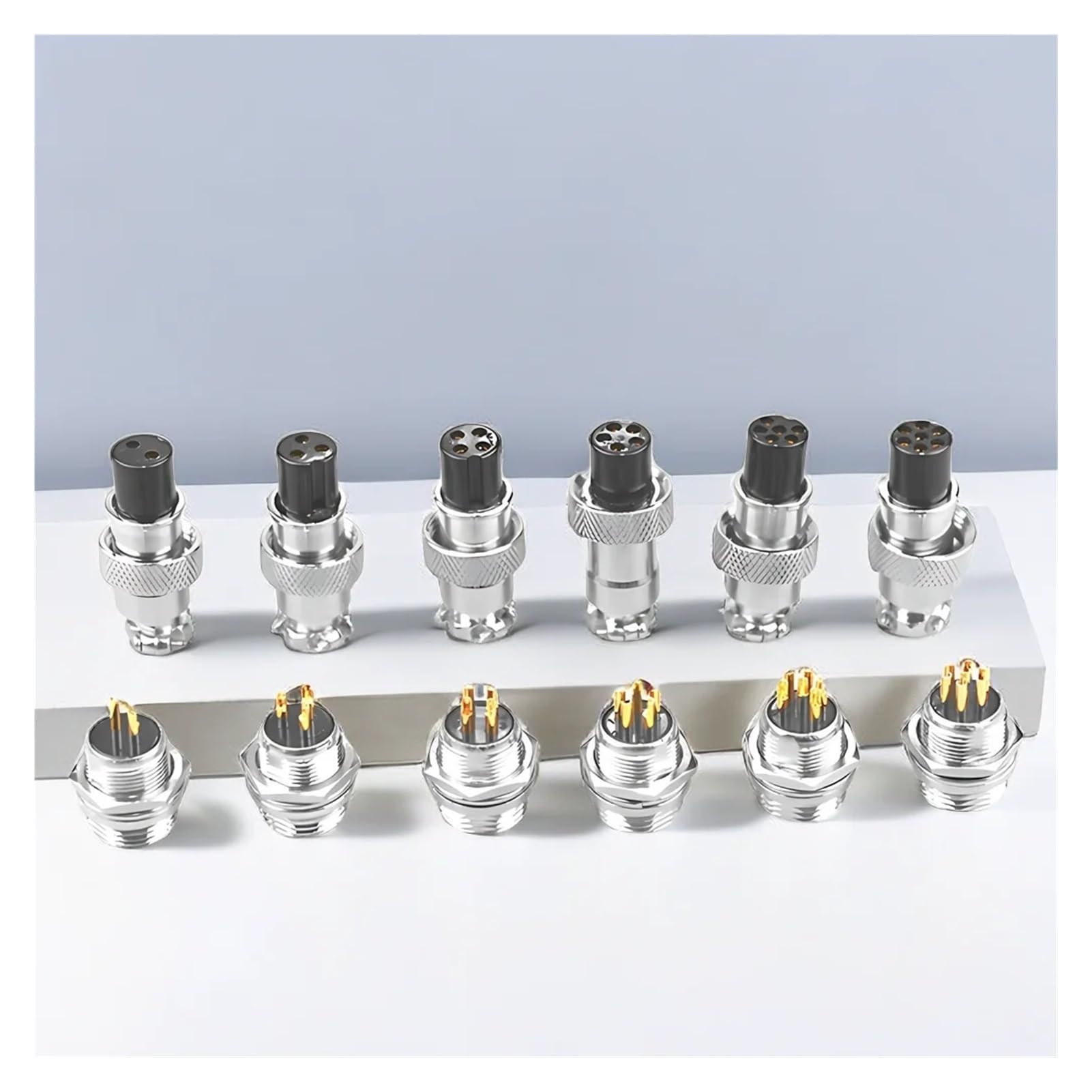 Connettore circolare per presa aviazione GX16 placcato oro - 5/20/100 set, maschio e femmina, connettori per cavo elettrico a 2-10 pin (GX16 Nut Gold Plated,20 Sets_8P)