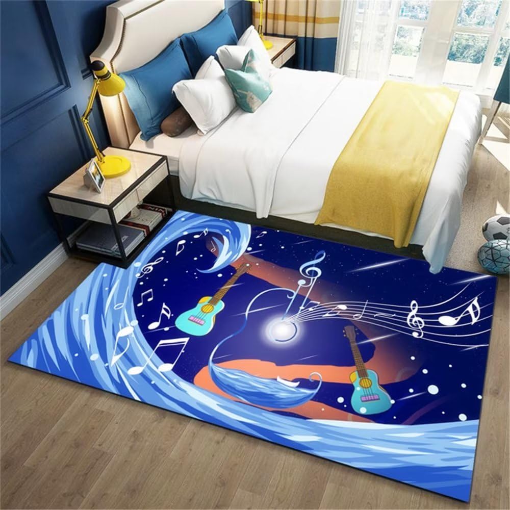 Tapis bleu salon durable de 180x250cm résistant à l'usure quotidienne