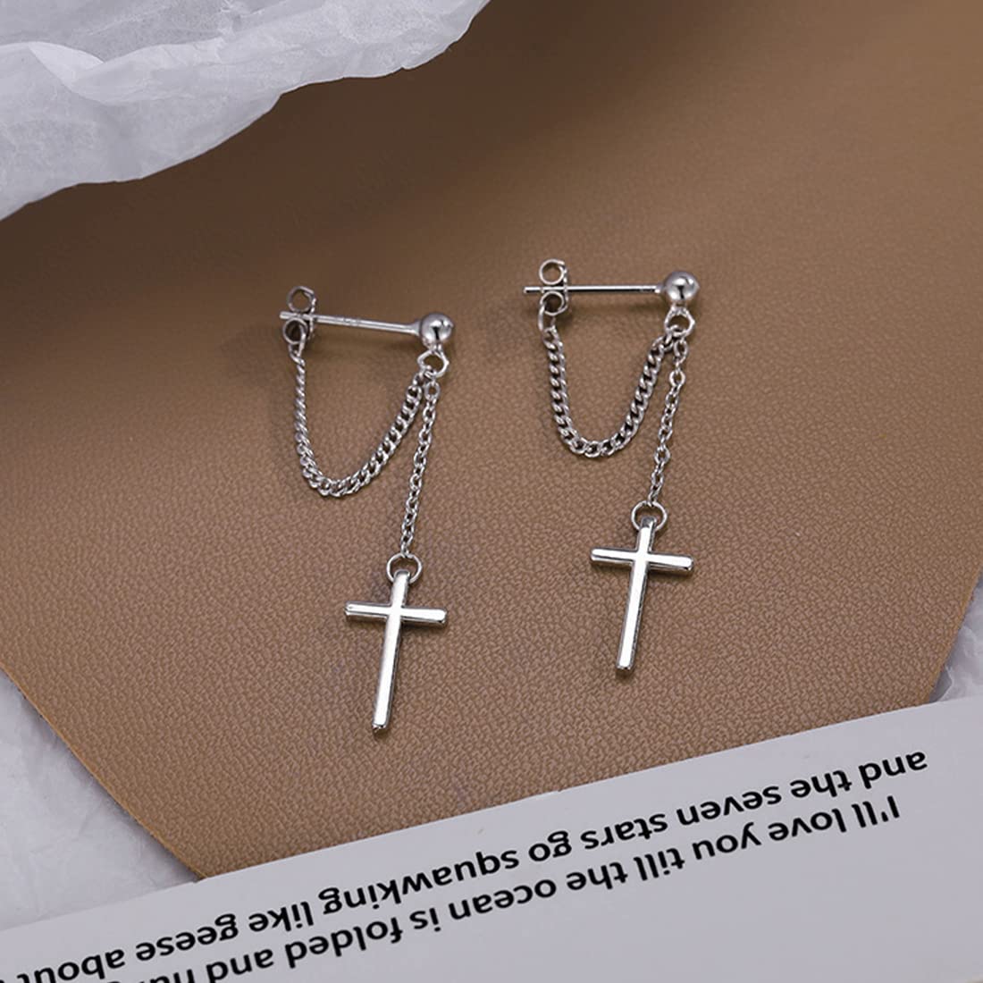 1 pezzo uomo donna punk gotico croce esagerata classica catena cristiana in metallo goccia orecchini pendenti gioielli hip hop di strada Kpop  36