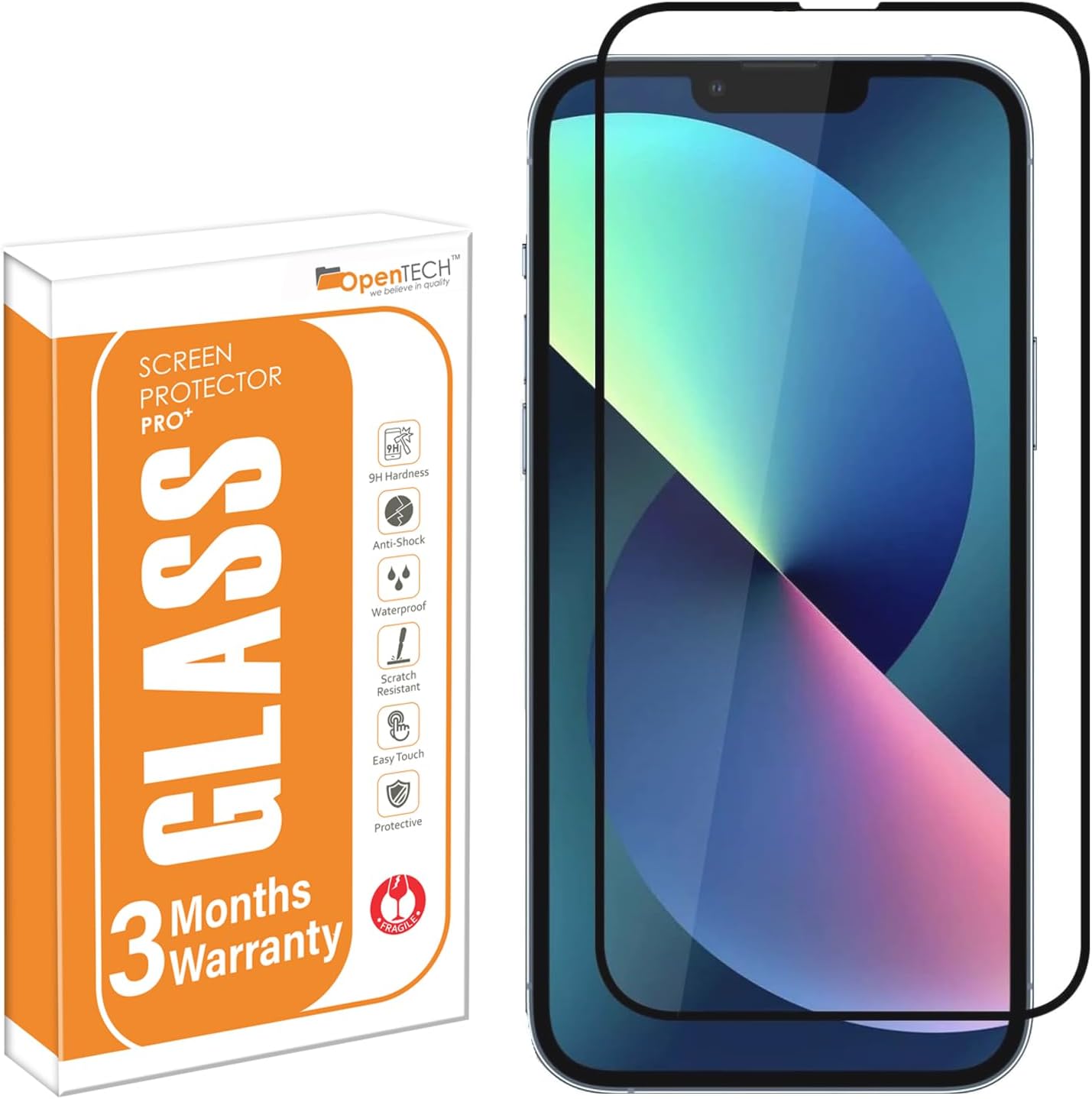 Military-Grade Tempered Glass Screen Protector Compatible For Iphone 13 Pro Max / 14 Plus With Edge To Edge Coverage And Easy Installation Kit (6.7 Inches) for Smartphone