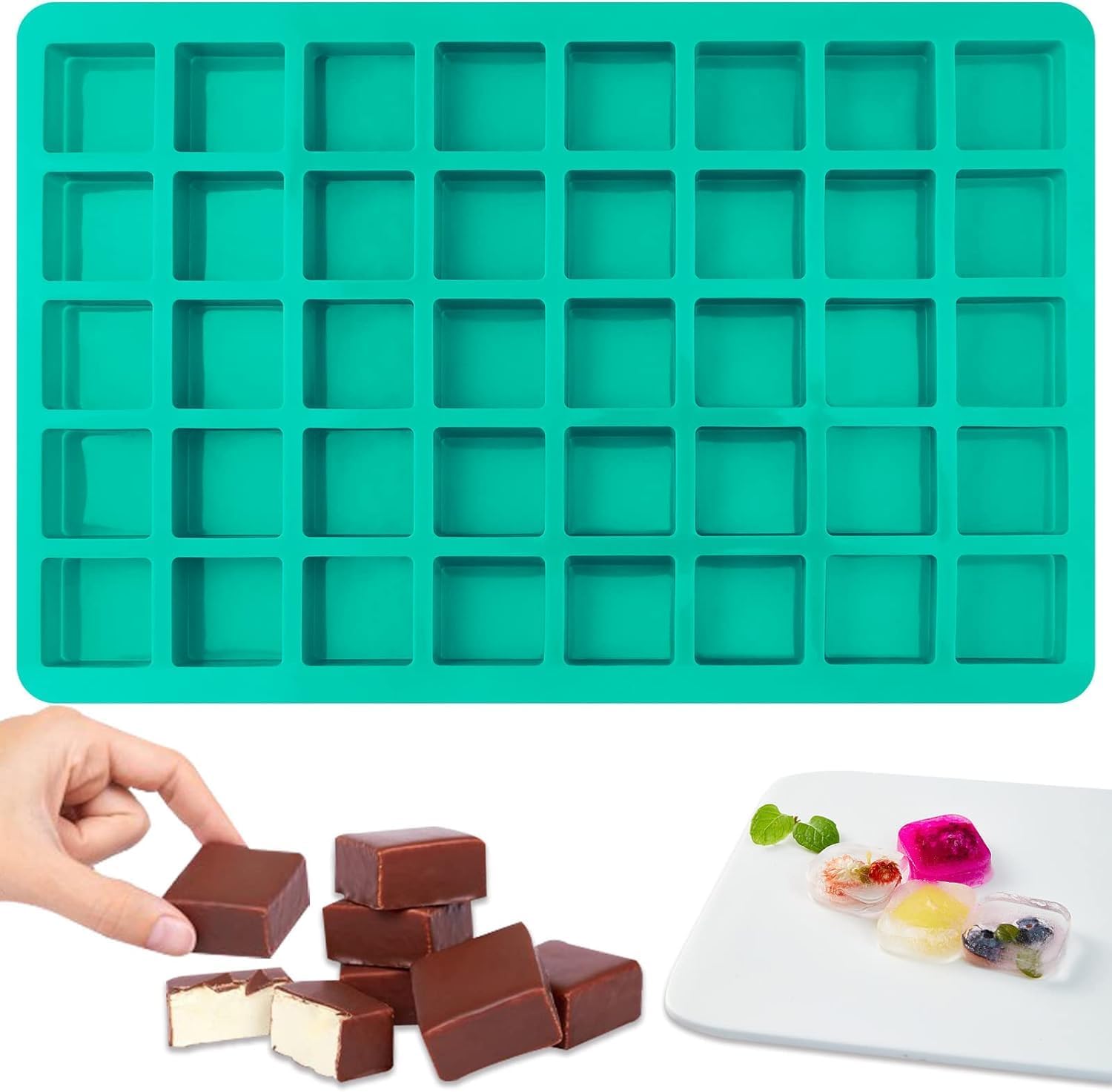 Lonimia 40-Cavity Square Caramel Candy Silicone Molds,Chocolate Forf Truffles, Fat Bombs Keto Snacks, Whiskey Ice Cube Tray,Grid Fondant Mould,Hard Candy Pralines Gummy Jelly Mold
