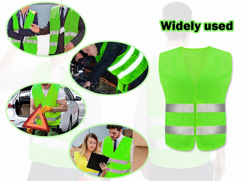 Anlising Gilet di Sicurezza, 10PCS Giubbotto di Sicurezza Riflettente,Gilet di Sicurezza ad Alta visibilità,Gilet Riflettente per Auto,Gilet Catarifrangente,per Guidatore, Addetti alla Pulizia