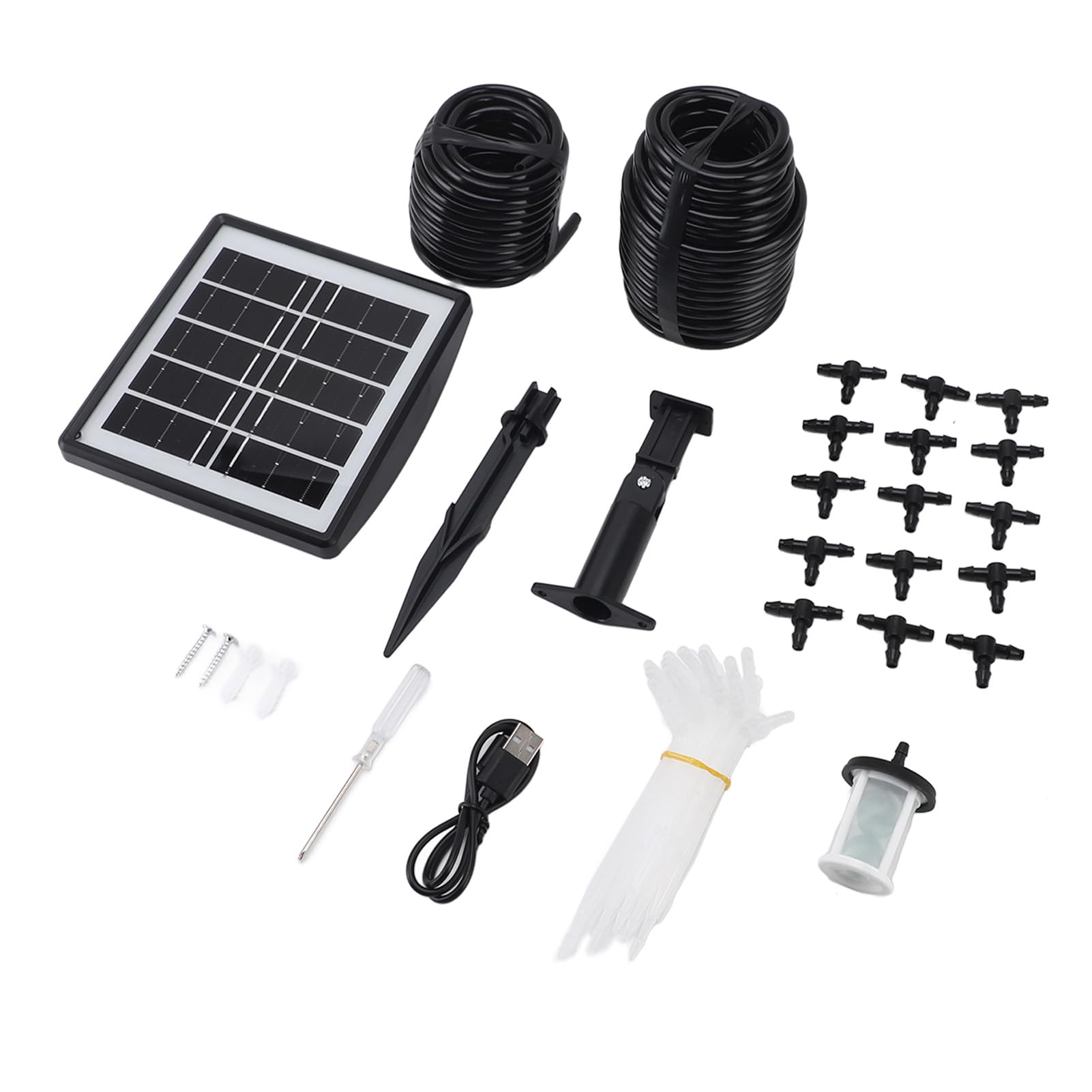 Acouto Système d'arrosage Solaire Automatique Système d'arrosage Solaire Automatique, Kit 'Irrigation Goutte à Goutte en PVC ABS avec Batterie 2000 MAh et 6 Modes de Synchronisation, Irrigation à