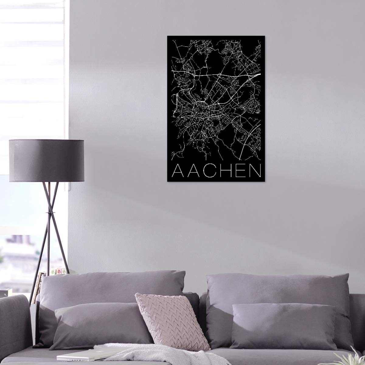 artboxONE Alu-Print 60x40 cm Retro Map Aachen Germany von Künstler David Springmeyer