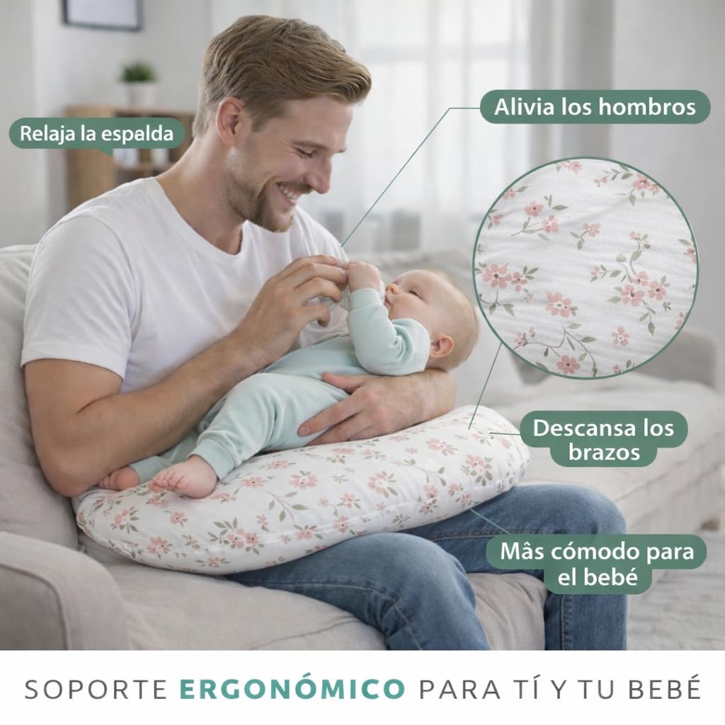 Cojin Lactancia +2 Muselinas – Cojín lactancia OEKO TEX - Almohada Lactancia funda extraible lavable – almohada de amamentação - almofada de amamentação, cojin de lactancia bebe, cogin lactante bebe