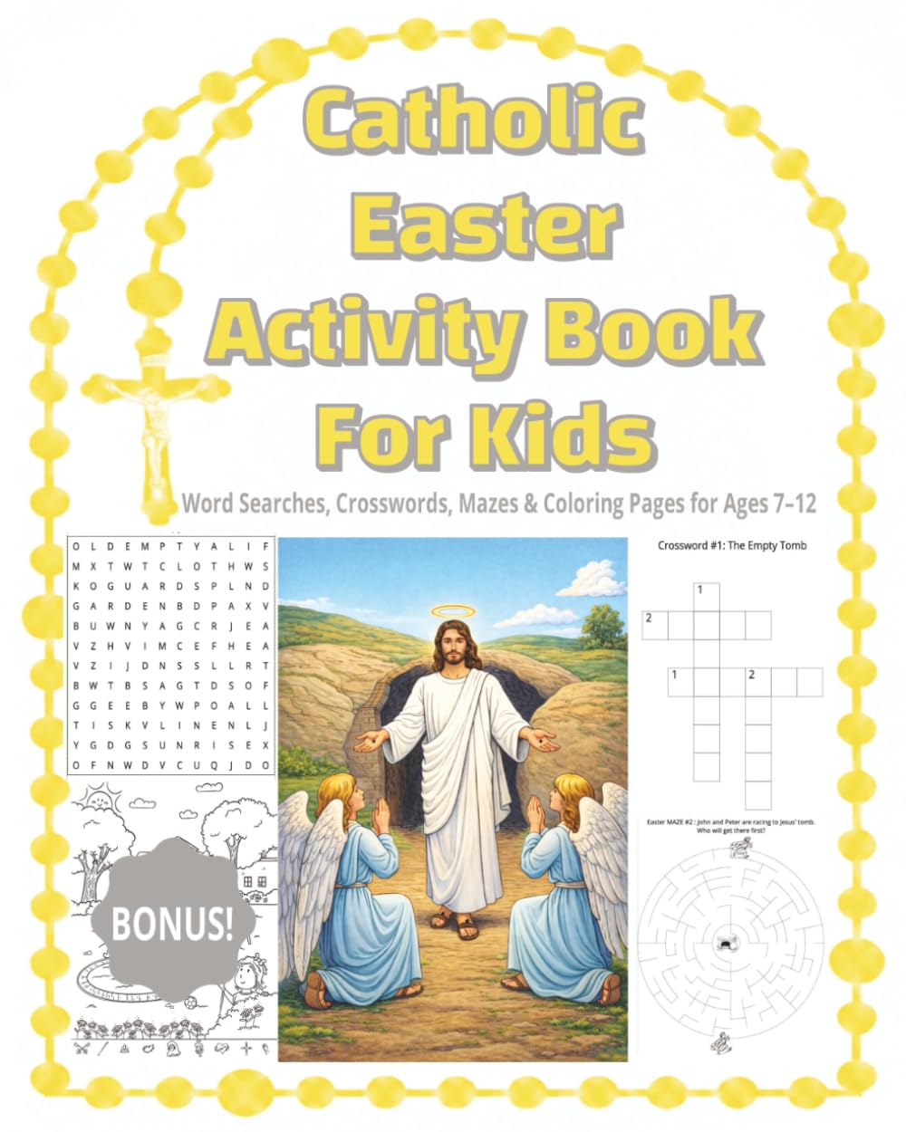 Catholic Easter Activity Book for Kids: Word Searches, Crosswords, Mazes & Coloring Pages for Ages 7–12 (Catholic Word Search and Coloring Books)