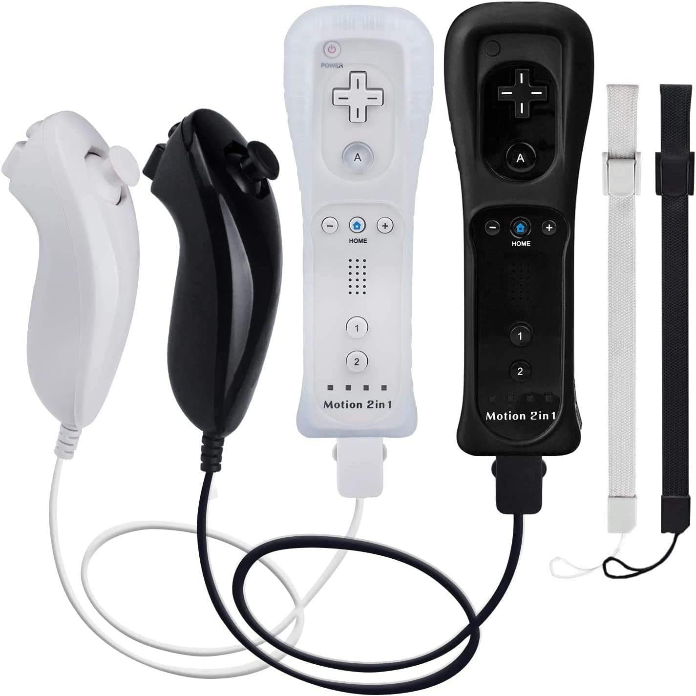 TechKen 2 Sets Remote Controllers with Built in Motion Plus and Wii Nunchucks Compatible with Nintendo Wii and Nintendo Wii U Consoles and Games