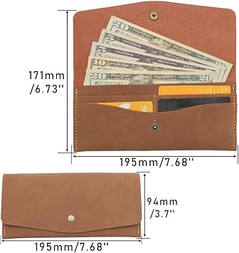 NatSumeBasics Brown Cash Envelope Wallet Credit Card Holder Organizer | PU