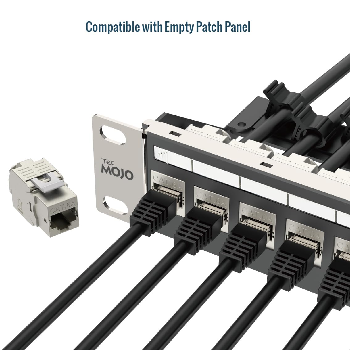 Tecmojo 24× CAT6A STP ekranowany Moduł Keystone RJ45, 10 Gigabit, AWG 22-24, beznarzędziowe gniazdo montażowe do kabla LAN, panelu krosowego i gniazda sieciowego, 24 sztuki, Srebrny