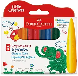 Giz de Cera Little Creatives, Faber-Castell, Foguete, Grosso, Infantil, Pré-escola, 6 Cores