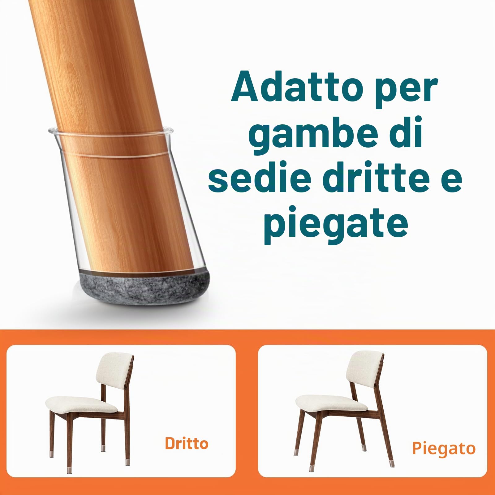32 Pezzi GICUNK Nuovo Gommini per Sedie Rotondi, Silicone, Tappini per Gambe Sedia, Copri Piedini Sedie in Trasparente per Pavimenti in Legno(Adatto per: 13-22.9 mm)