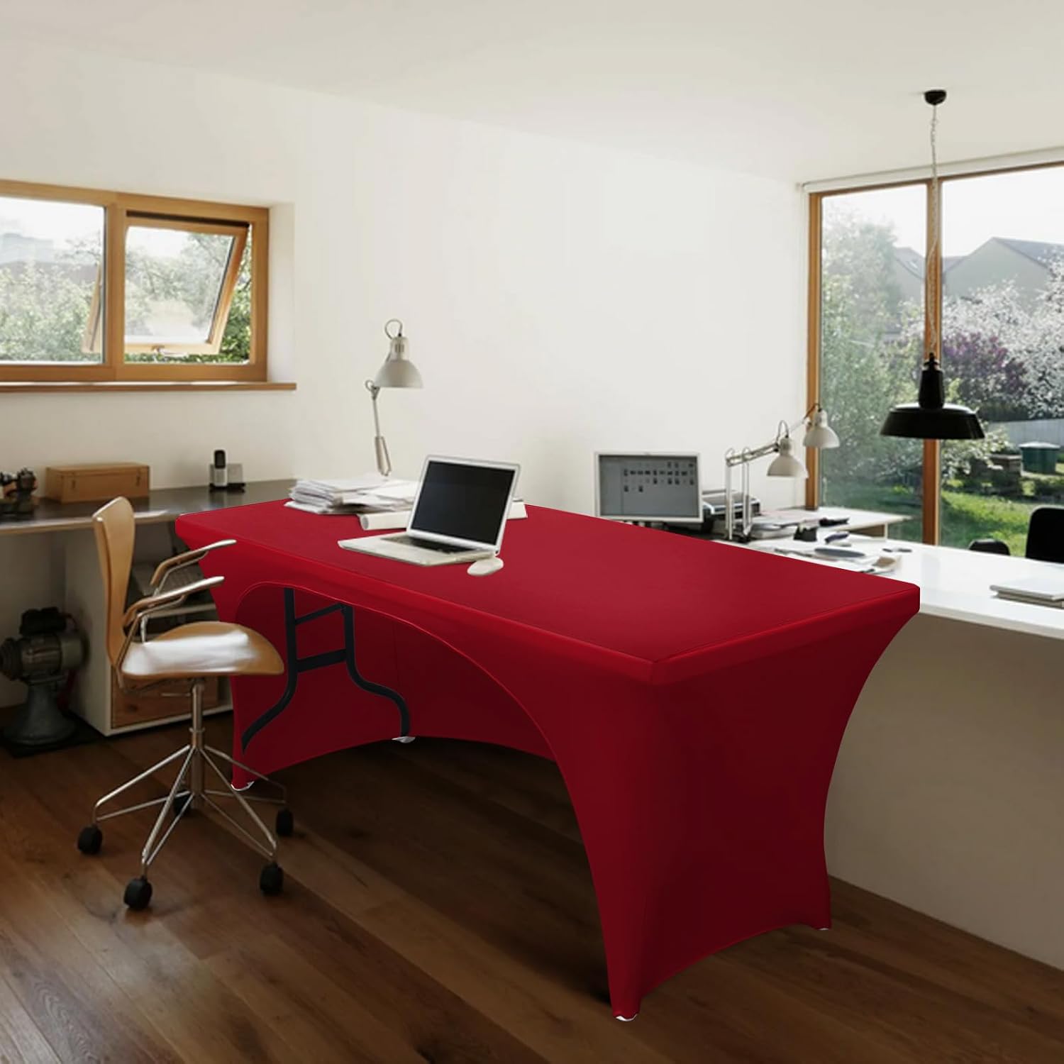 ABCCANOPY 2 Pack 6 FT Open Back Spandex Fitted Table Cover, Red image 4