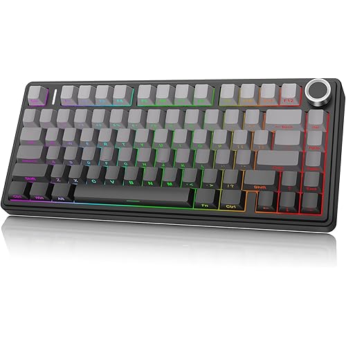 Aula F75-75% Wireless Mechanical Keyboard,Hot Swappable Custom Gaming Keyboard with Knob,BT5.0/2.4GHz/USB-C,RGB Backlit,Pre-lubed Reaper Switches,Double Shot PBT Keycaps,Mechanical Gaming Keyboards