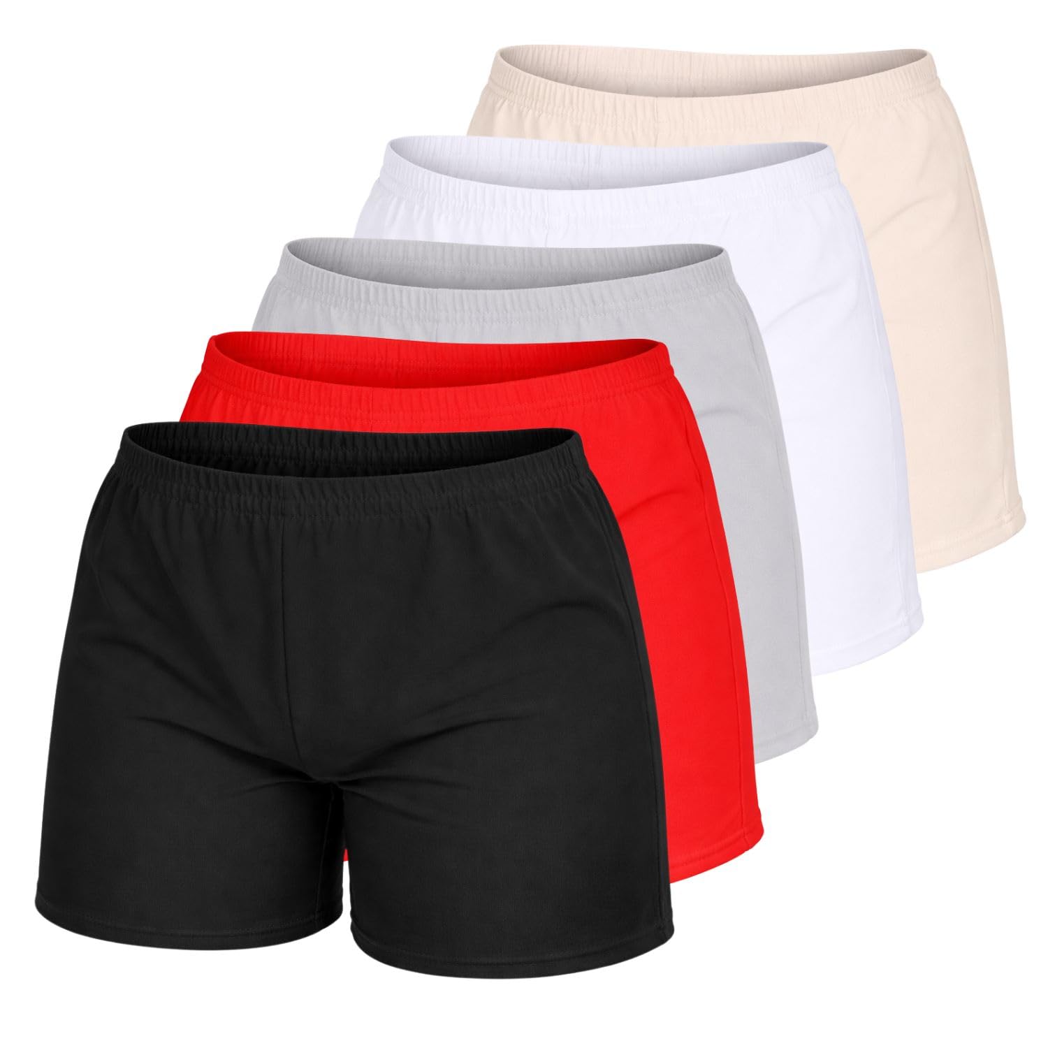 Paquete de 5 pantalones cortos de ciclismo para niñas, ligeros, lisos, para verano, gimnasio, entrenamiento, deportes, correr, polietileno, pantalones de yoga para niños, pantalones cortos