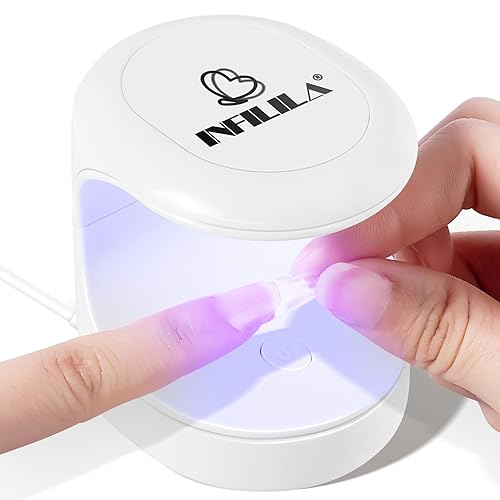 NXJ INFILILA Mini lámpara de uñas, lámpara de uñas de gel de secado rápido de 16 W, luz UV portátil para una extensión de uñas fácil y rápida,