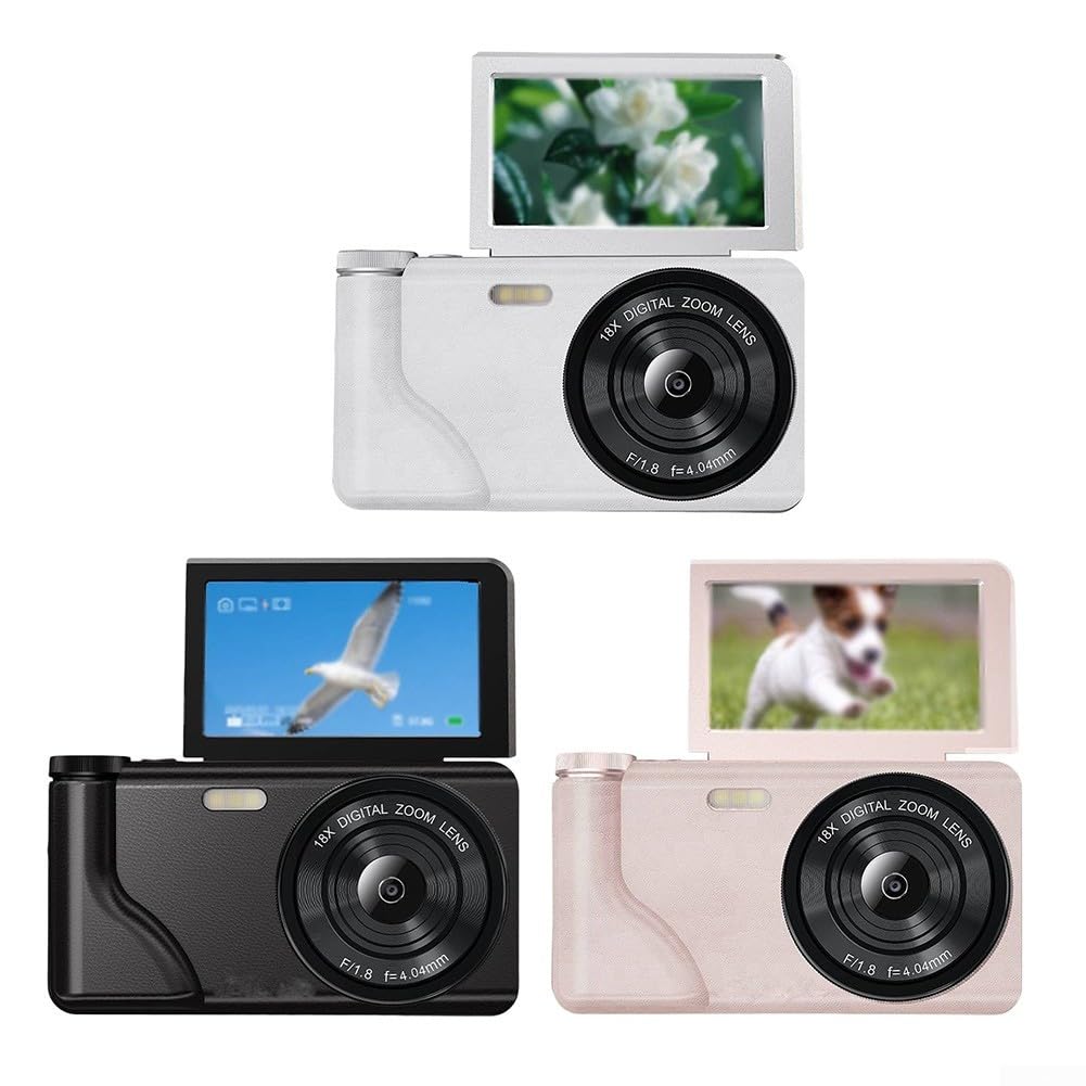 Fotocamera digitale da 64 MP, video 4K, zoom 18x, schermo flip (rosa) | Sensore da 64 MP, registrazione video 4K, zoom digitale 18X, dettagli nitidi, strumento per appassionati di fotografia