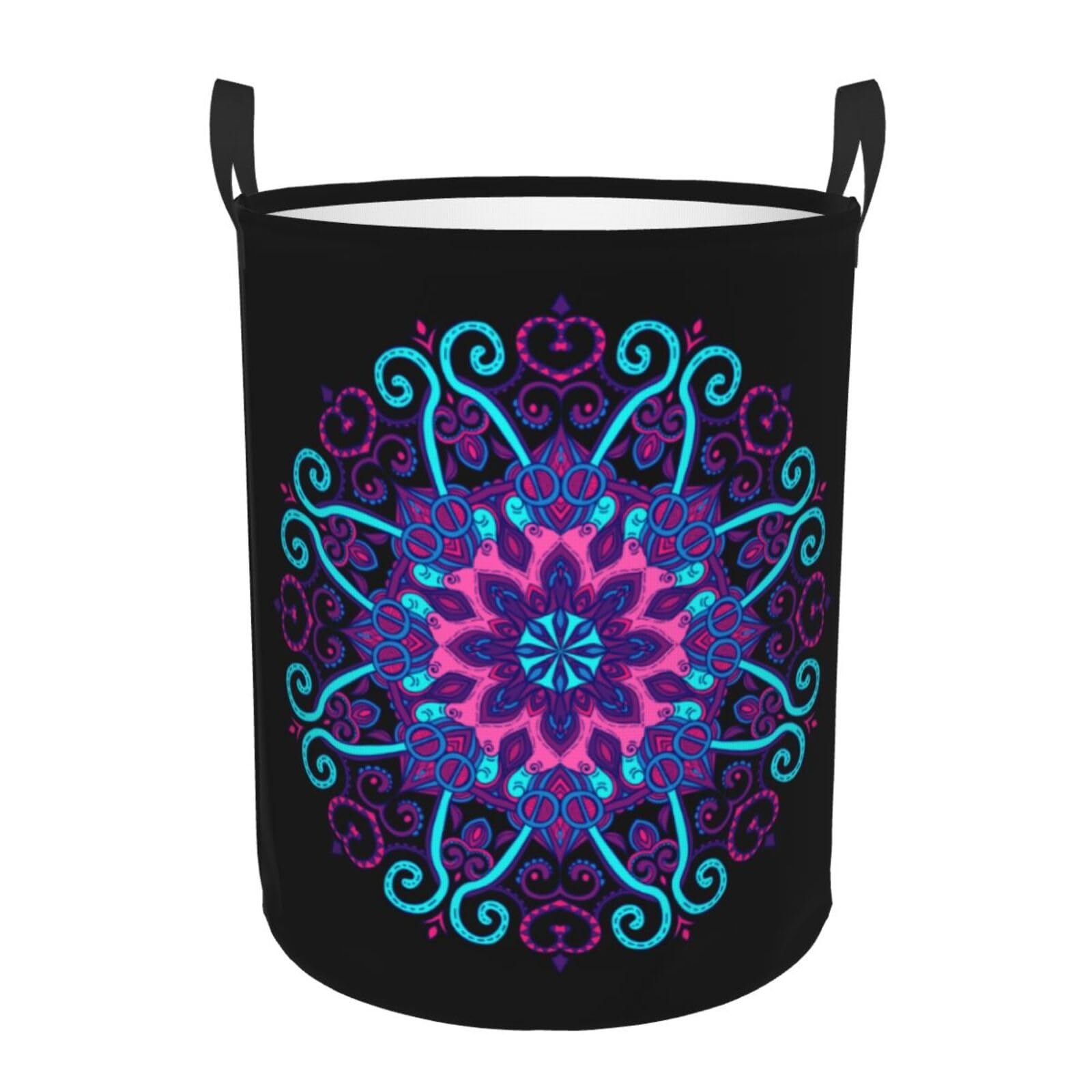 Laundry Basket Oriental Mandala Laundry Hamper Waterproof Idea Hampers Large Collapsible Baskets with Handle Suitable for Bedroom Bathroom Utility Room Kitchen