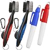 2PCS Golf Club Brush Groove Cleaner with 2 Ft Retractable Zip-line and Aluminum Carabiner Cleaning Tools