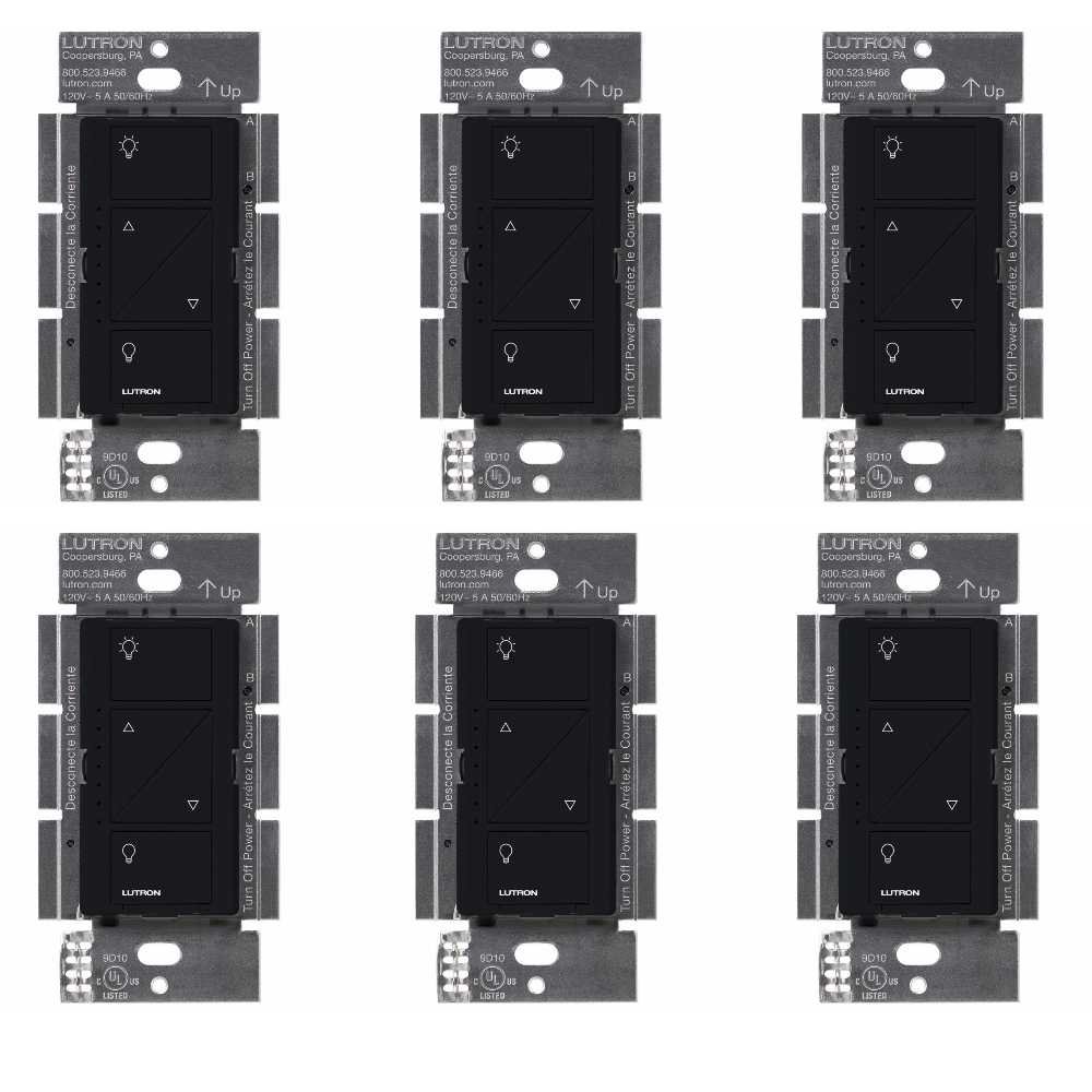 Lutron Caseta Original Smart Dimmer Switch (Lutron Smart Hub Required), for LED Lights, 150 Watt, Single-Pole/3-Way, No Neutral Required, PD-6WCL-BL, Black, 6 Pack Black 6 Pack Smart Dimmer