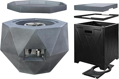 Vista 3 de Kante Mesa auxiliar redonda de hormigón Grigio de 25" de ancho para exteriores Txture Bowl-Grigio