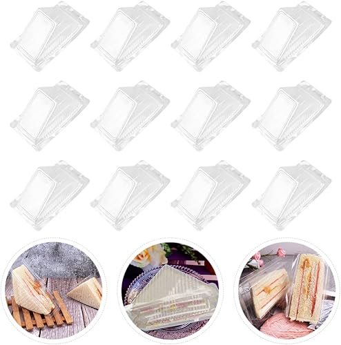 Miniatura 7 de Hemoton 200 unidades de plástico para rebanadas de pastel, bandejas de plástico transparente con tapa con bisagras, contenedor de cuña para