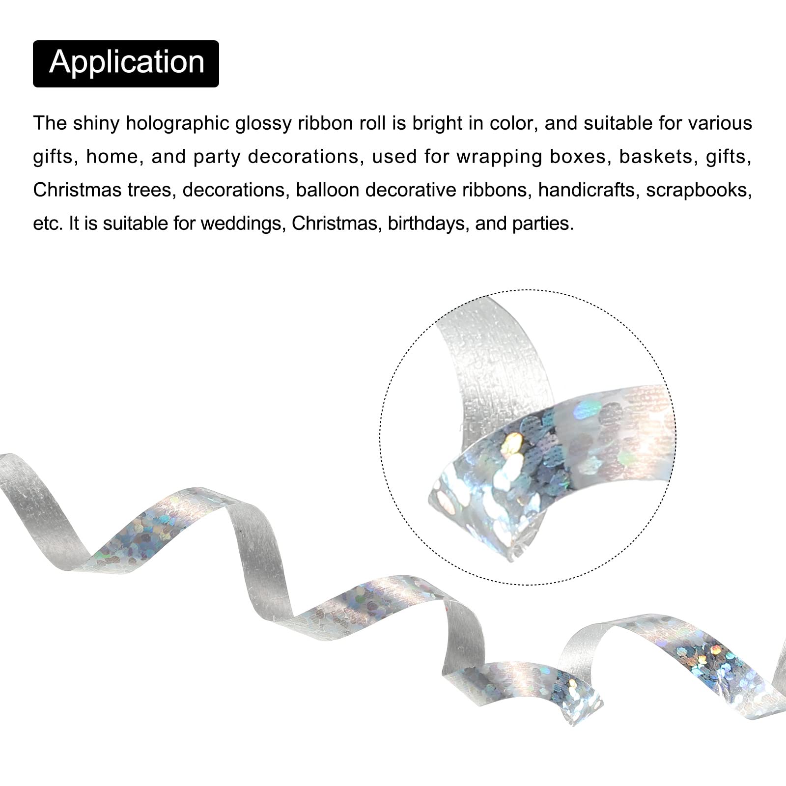 PATIKIL 4pcs Curling Ribbon Crimped Balloon String 5mm Laser Metallic Shiny 10m for Christmas Wedding Gift Crafts Florists Decoration Silver - Image 4
