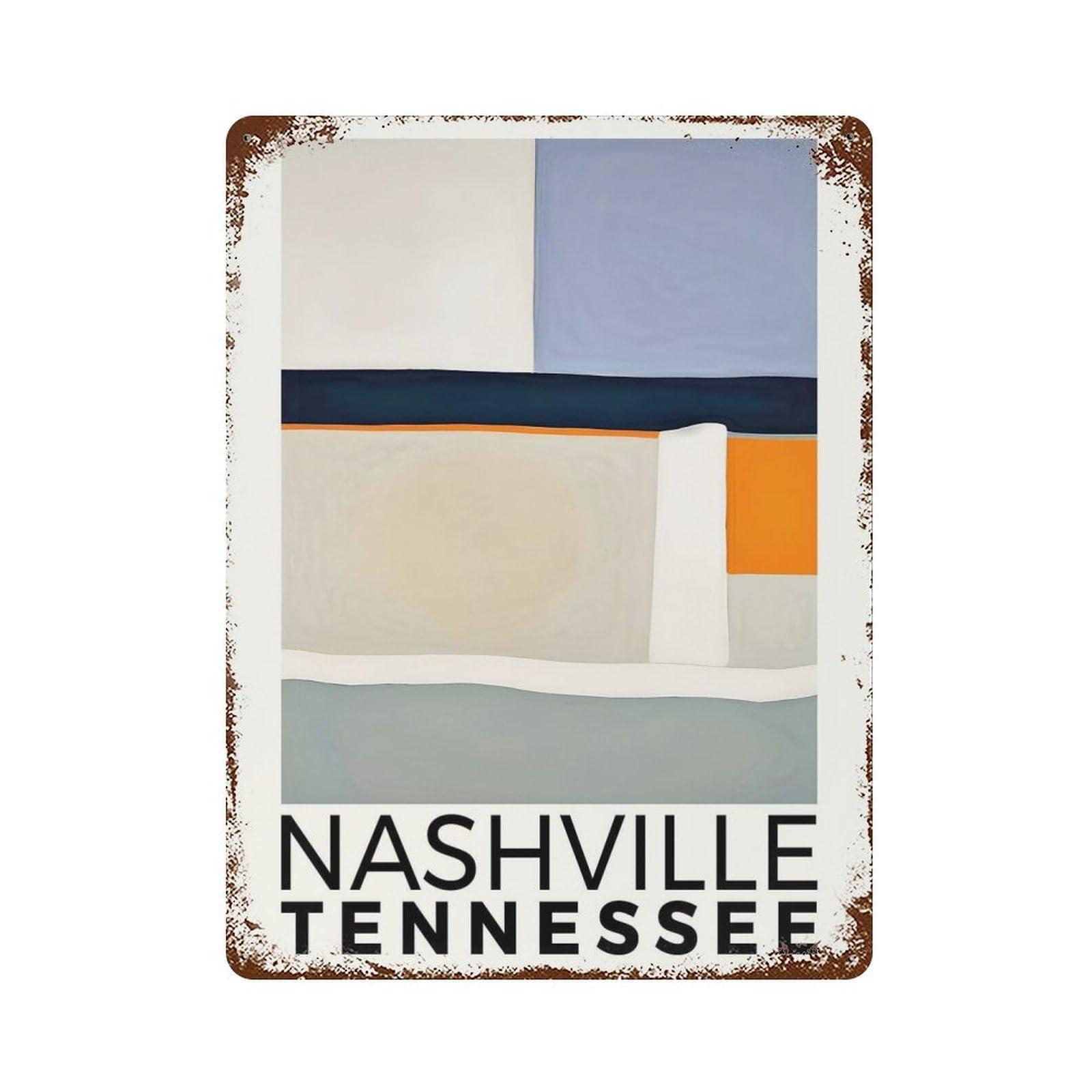 Rust Effect Nashville Tennessee Poster Rusty Metal Tin Sign 15.7"x11.8", Farmhouse Wall Decor for Cafe, Home Bar And Lounge Decor