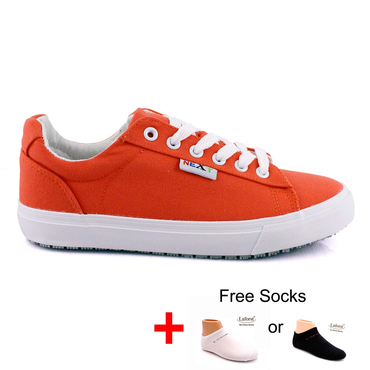 Laforst Nextgen Footwear Womens Sunbrella Nonslip Waitress Server Lace Up Flat Orange 9