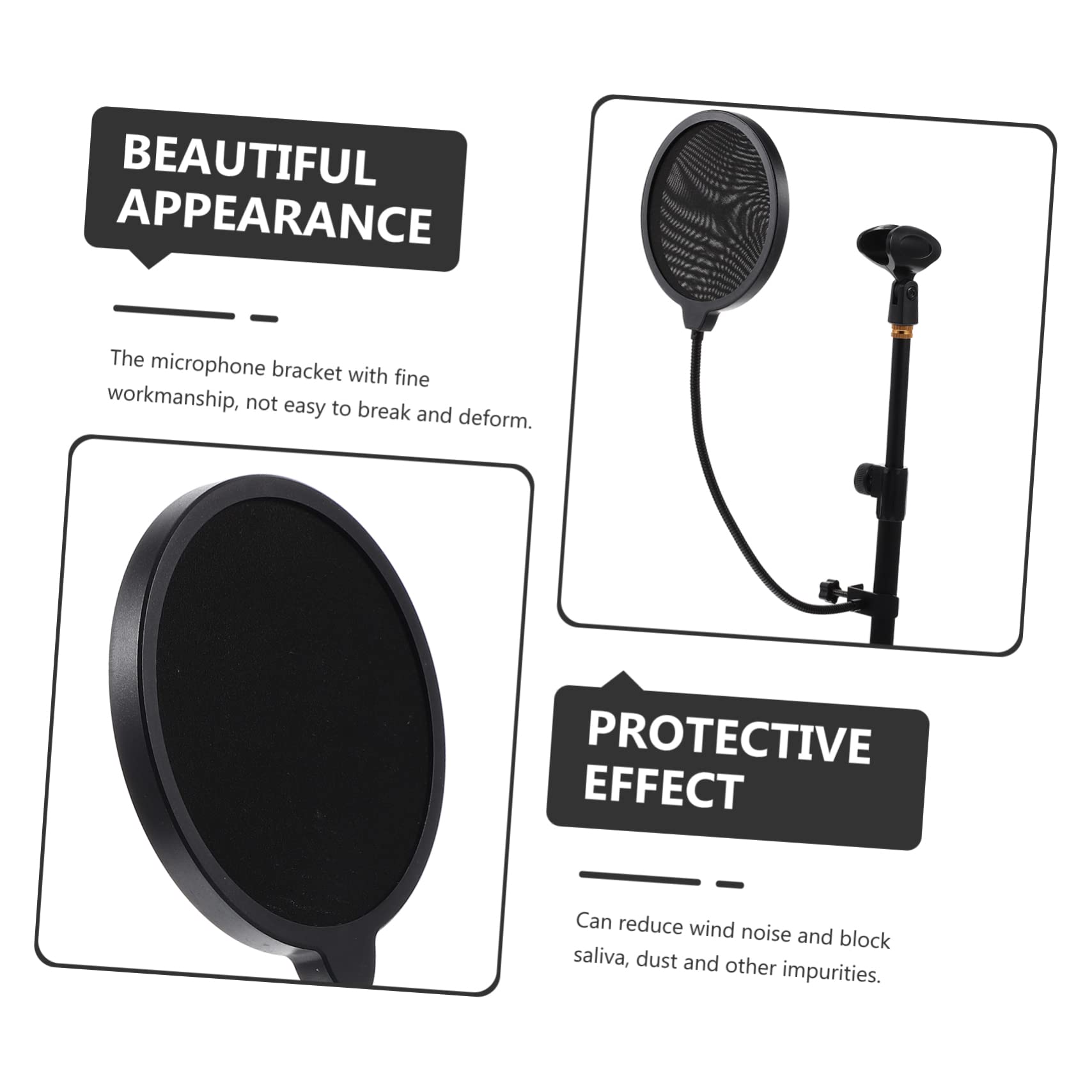 Levemolo Soporte De Micrófono De Escritorio Ajustable Extensible 290-395mm Con Base Metálica Negra, Clip Para Micrófono y Filtro Antipop Para Streaming y Grabación Profesional