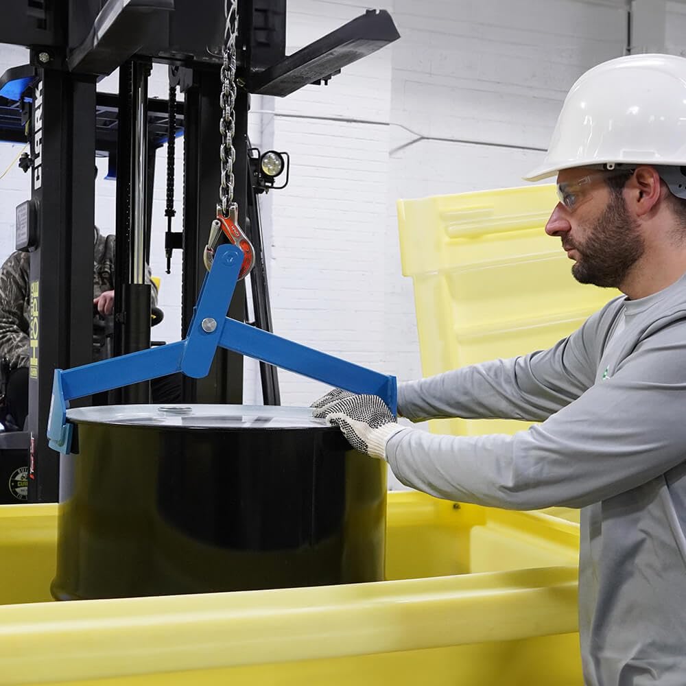 Enpac Drum Lifter for 55-Gallon Drums, Safe Loading and Unloading, Hinged Design, 1,000 lb. Capacity